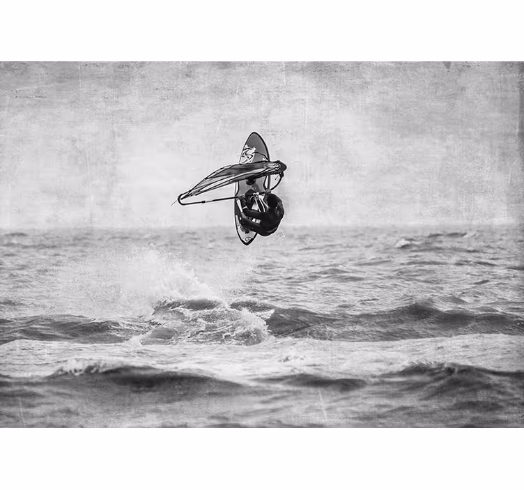 Bedroom roller blind black and white windsurf - TenStickers