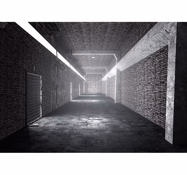 Bedroom roller blind 3d brick tunnel design - TenStickers