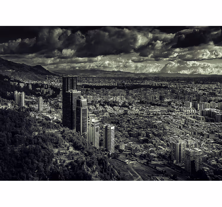 Bedroom roller blind with views of bogotá below - TenStickers