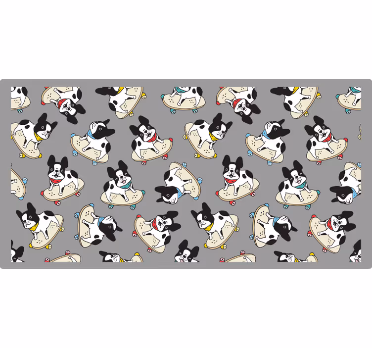 Grey roller blind with skateboarding bulldog - TenStickers