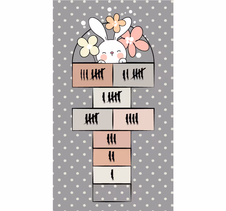 Grey roller blind nordic rabbit hopscotch - TenStickers
