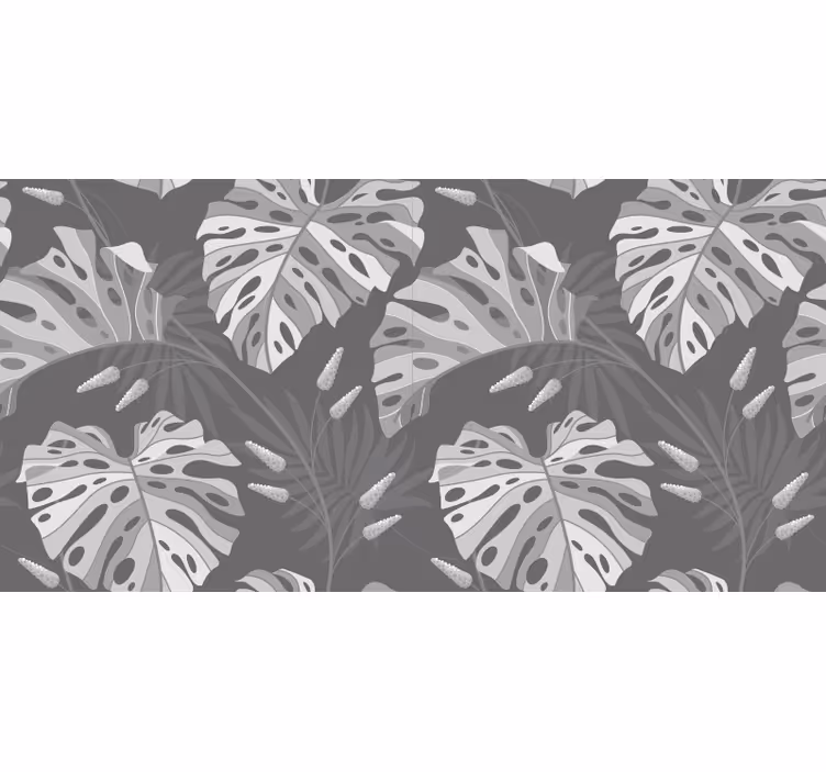 Grey roller blind with gray tropical leaves - TenStickers