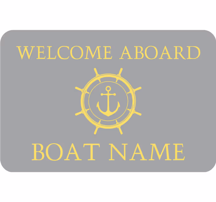 Grey roller blind pantone welcome aboard with name - TenStickers