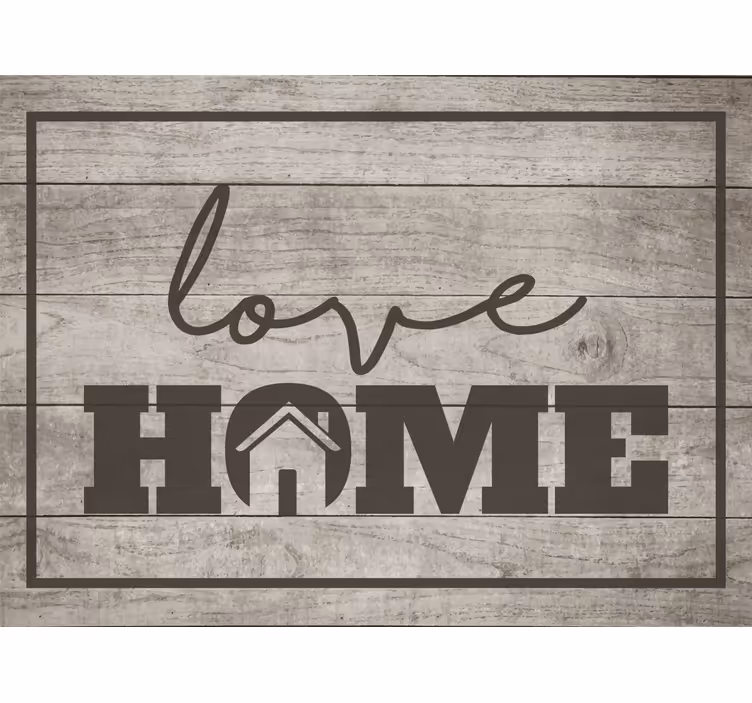 Grey roller blind love home on gray wood plank - TenStickers
