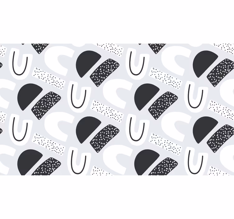 Grey roller blind with 80's black and white pattern - TenStickers