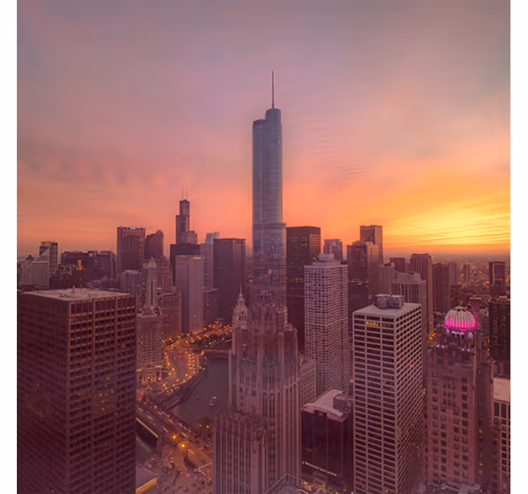Roller blind for living room new york sunset - TenStickers
