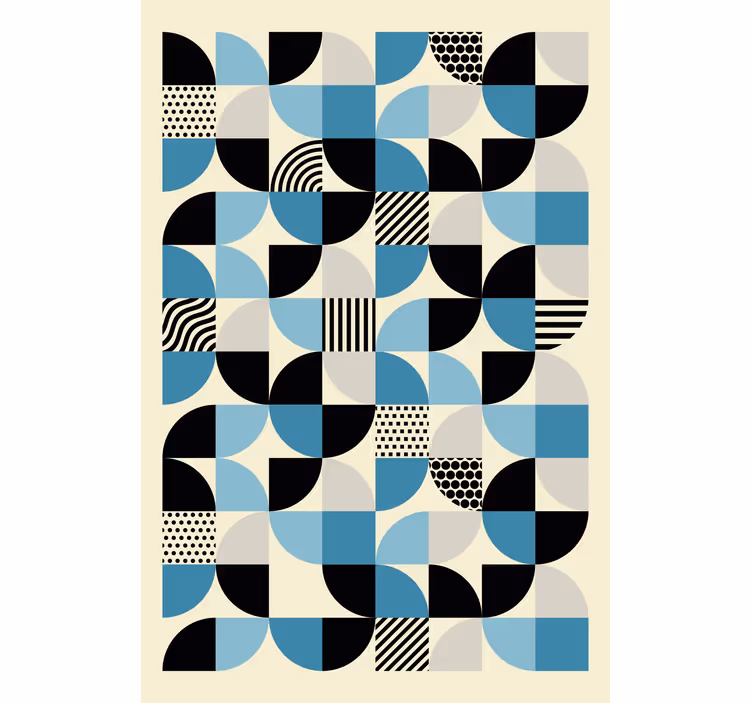 Roller blind for living room retro blue bauhaus design - TenStickers