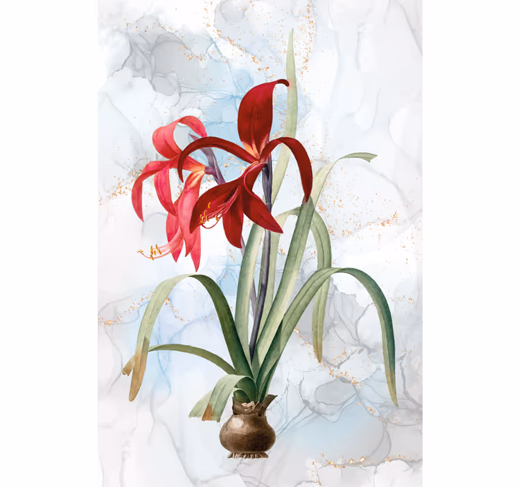 Roller blind for living room artistic lily design - TenStickers