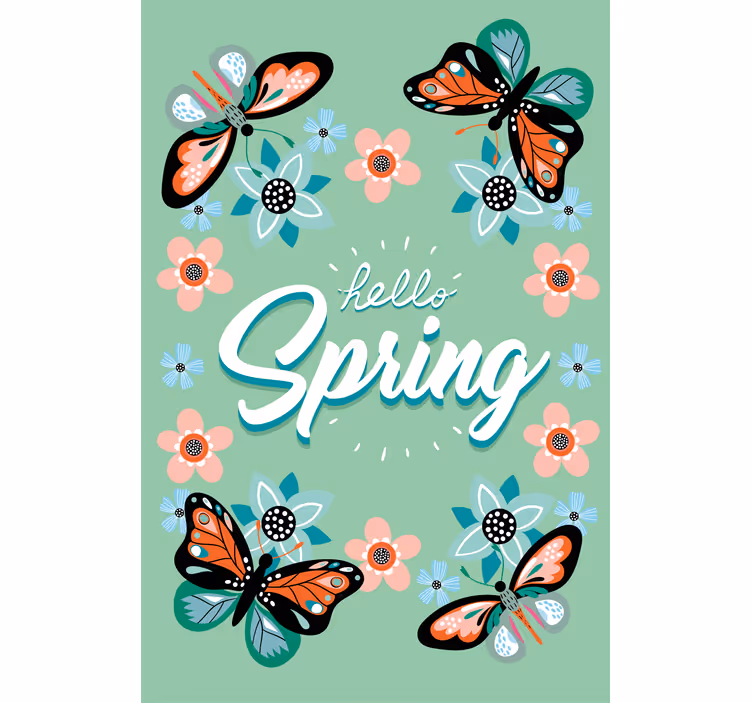 Roller blind for living room hello spring - TenStickers