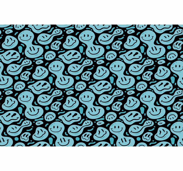 Bedroom roller blind with black and blue smileys - TenStickers