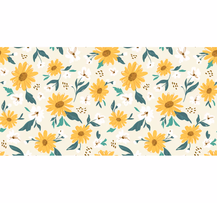Vintage sunflowers and daisy flowers bedroom roller blind - TenStickers