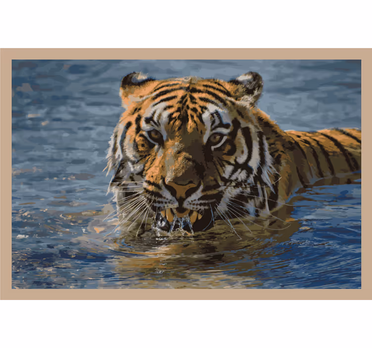 Bedroom roller blind tiger swimming - TenStickers