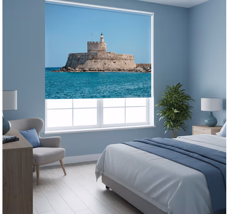 Bedroom roller blind colossus of rhodes design - TenStickers