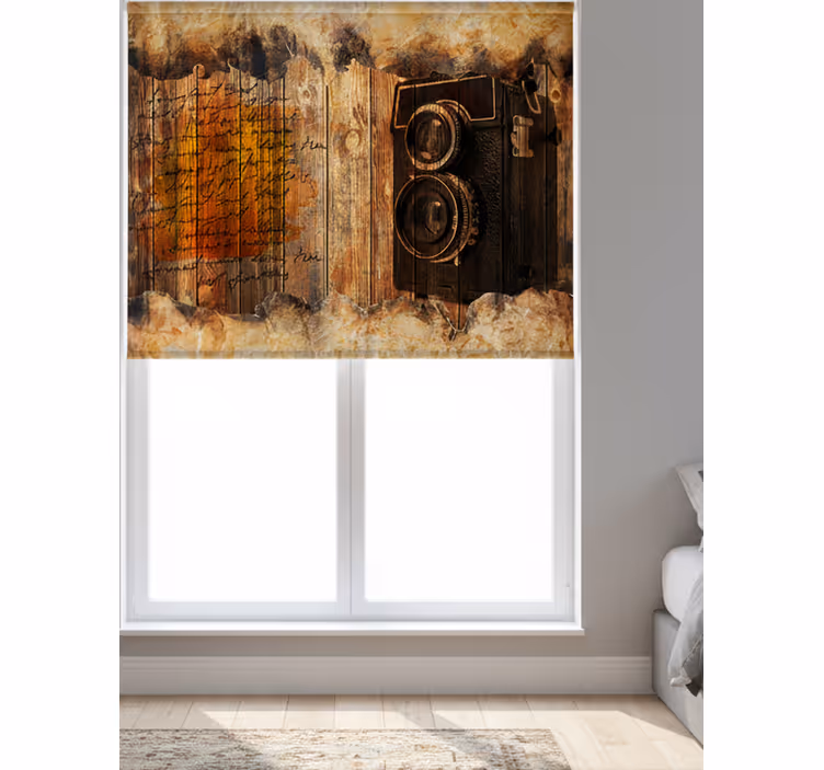 Bedroom roller blind with industrial gear bar - TenStickers