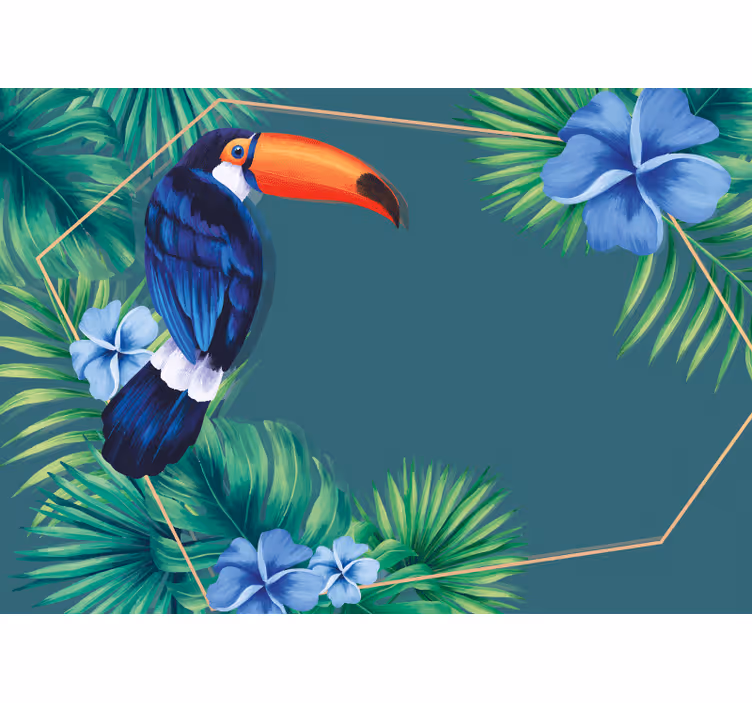 Bedroom roller blind with toucan tropical leaves - TenStickers