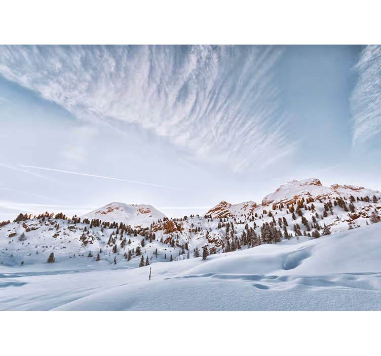 White roller blind snowy mountain view - TenStickers