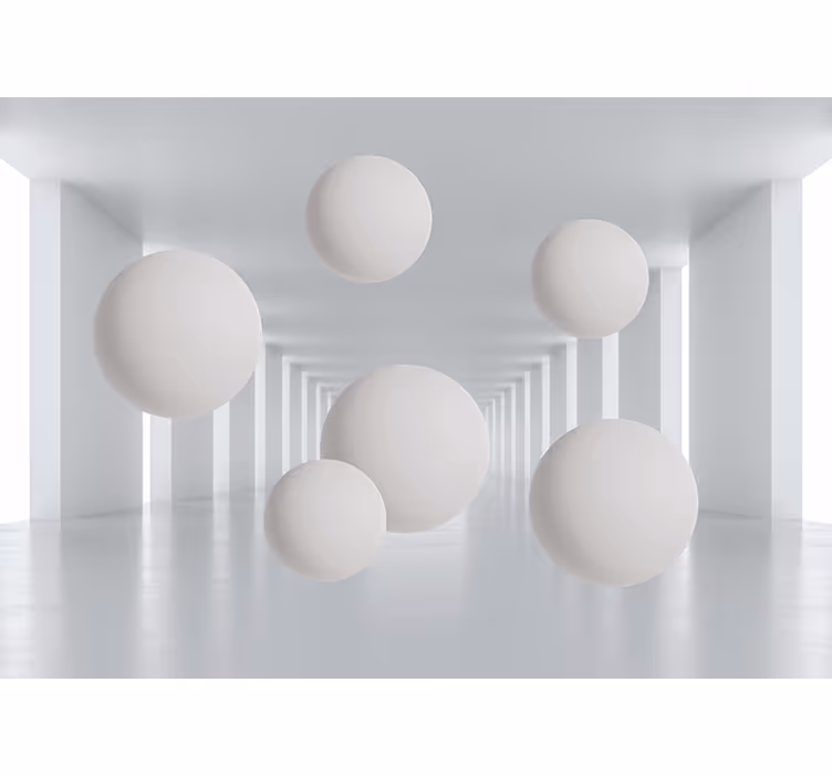 White roller blind white spiked spheres in a tunnel - TenStickers