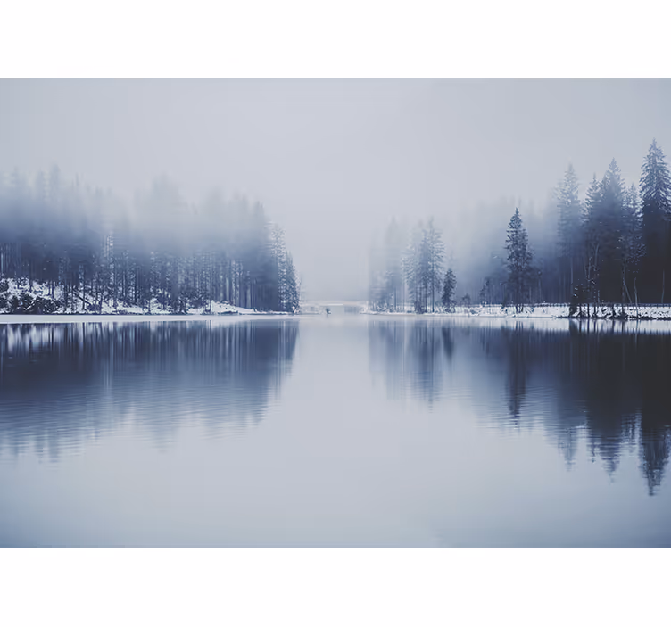 White roller blind winter foggy forest design - TenStickers