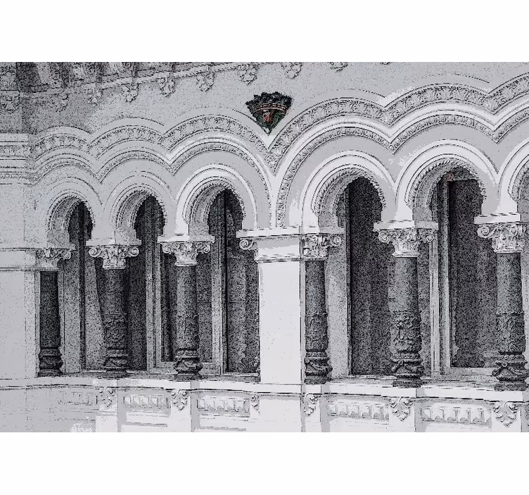 White roller blind old architecture 3d design - TenStickers