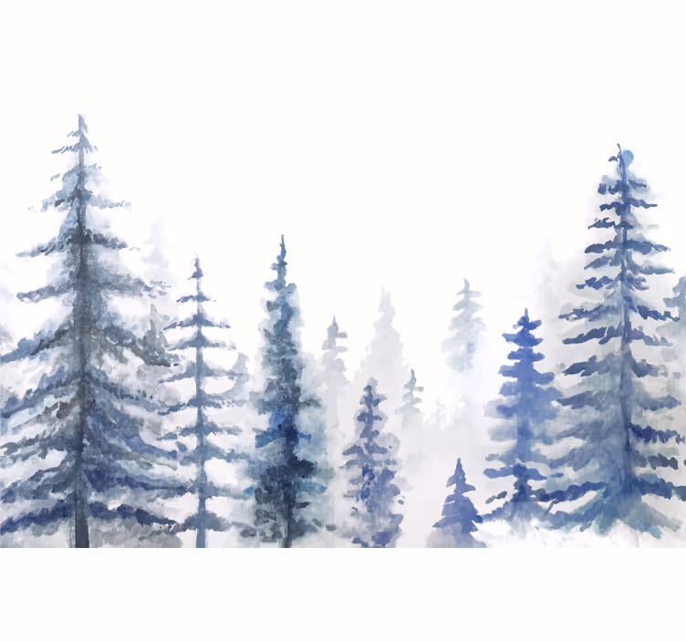 White roller blind misty forest wallpaper - TenStickers