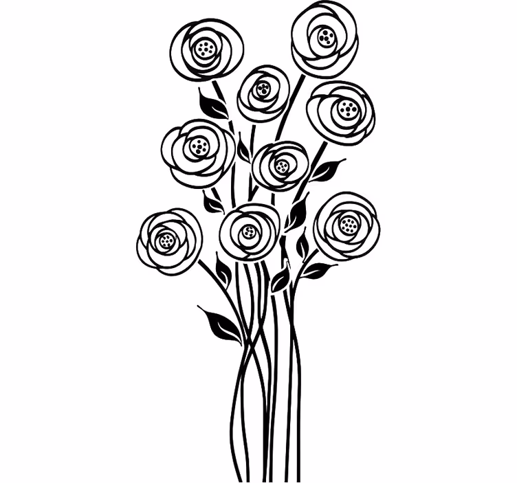 White roller blind abstract floral arrangement - TenStickers