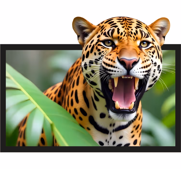 Roller blind for living room leopard in a frame - TenStickers