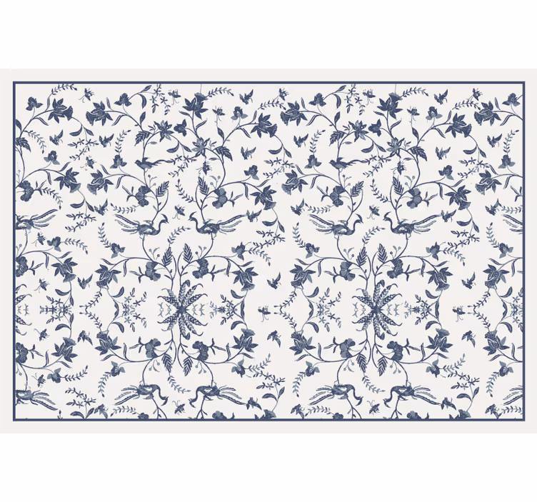 Botanical blue pattern roller blind for living room - TenStickers