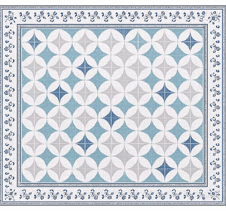 Roller blind for living room vintage blue tile design - TenStickers