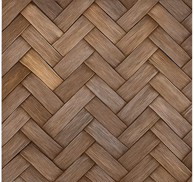 Braided wood look roller blind for living room - TenStickers