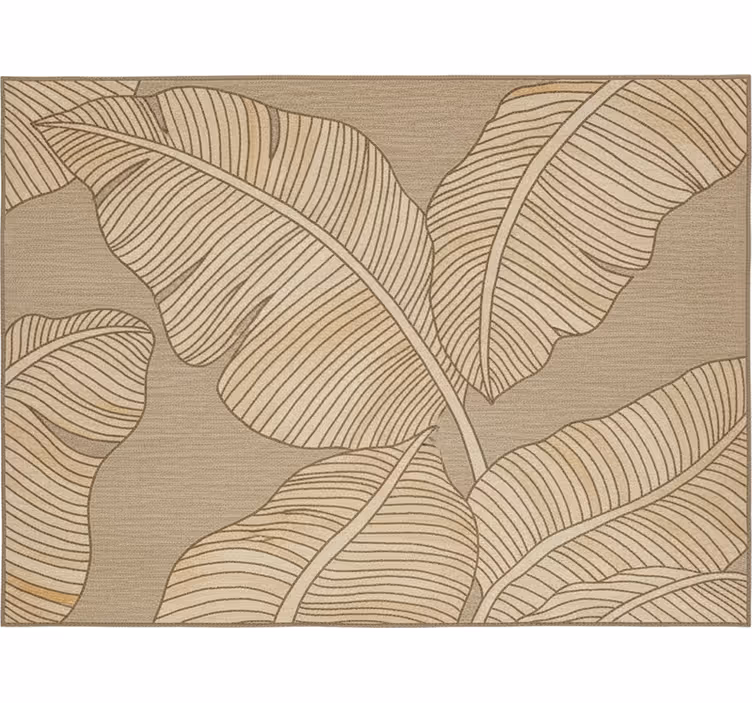 Beige big leaves design roller blind for living room - TenStickers