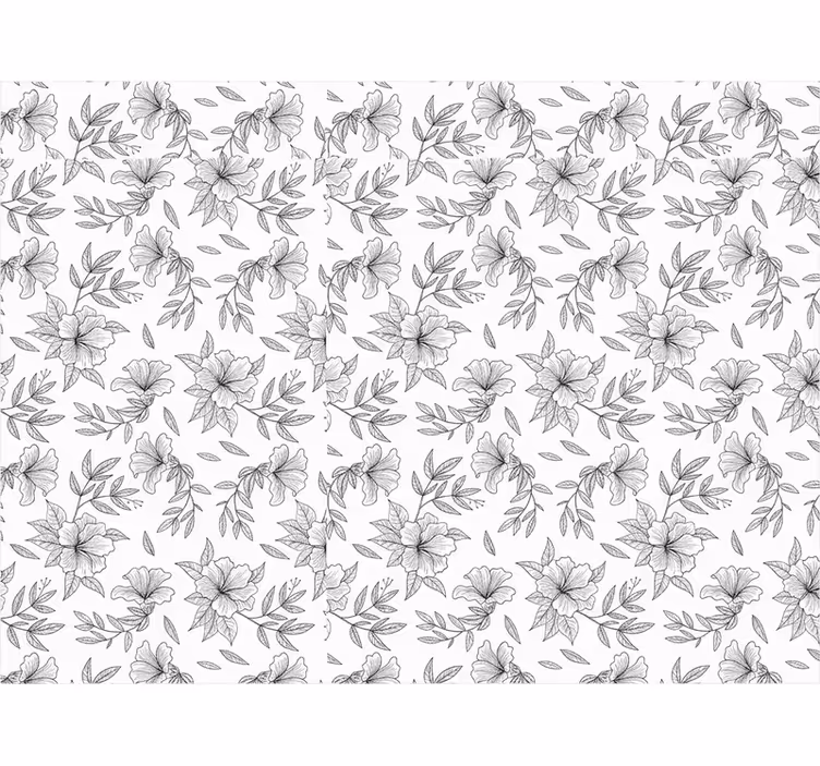 Roller blind for living room in black and white floral - TenStickers