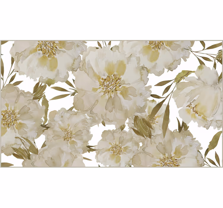 White big flowers roller blind for living room - TenStickers