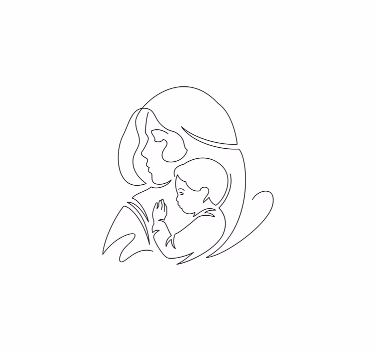 Roller blind for living room mother and son sketch - TenStickers