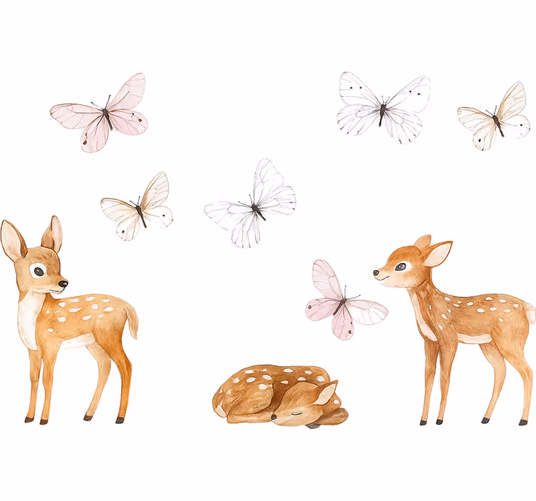 Bedroom roller blind little deers and butterflies - TenStickers