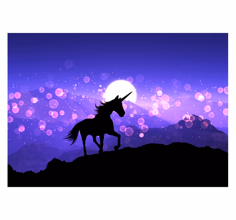 Kids roller blind fairy tale unicorn mural - TenStickers
