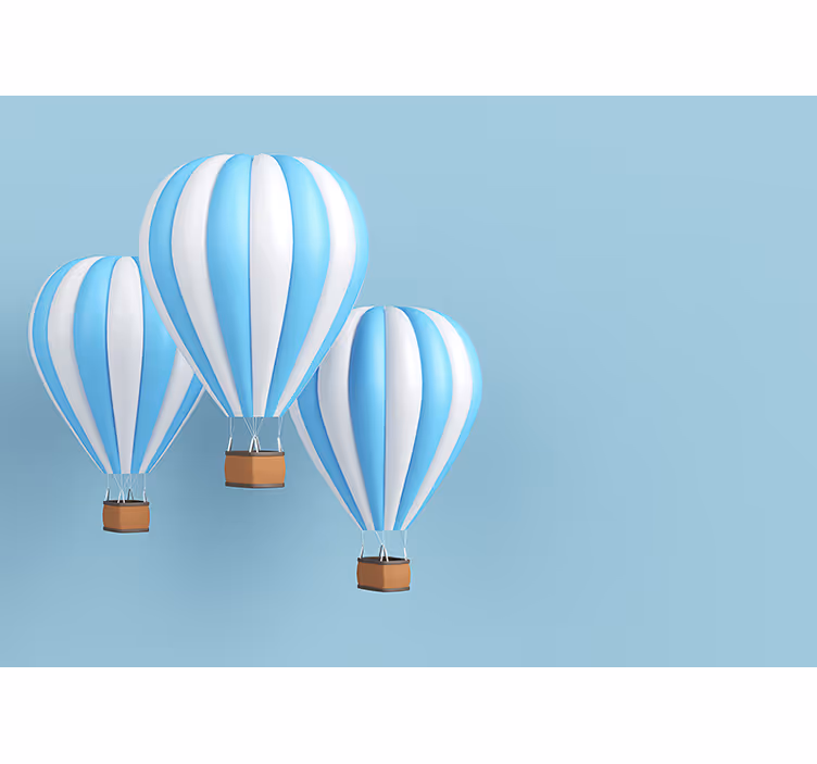 Kids roller blind hot air balloon white blue - TenStickers