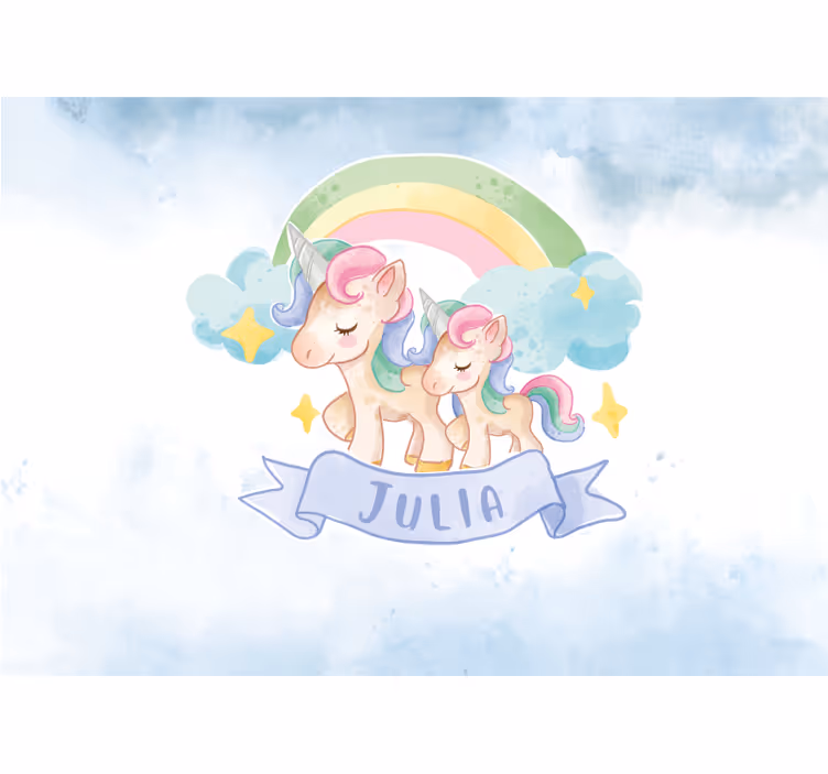 Kids roller blind with joyful unicorns on a rainbow - TenStickers