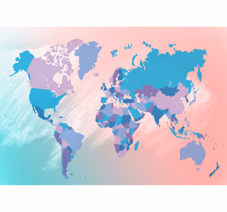 Kids roller blind political world map in pastel shades - TenStickers