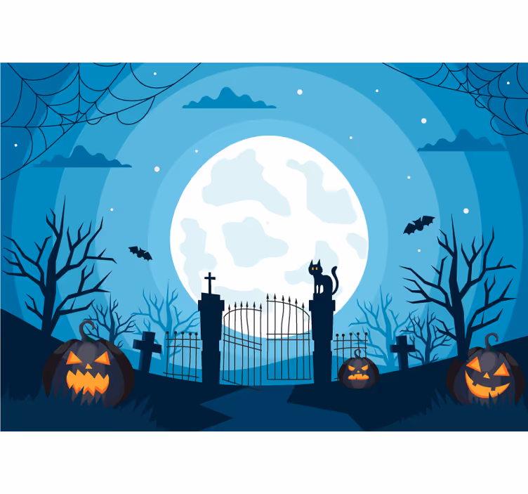 Kids roller blind graveyard at night - TenStickers