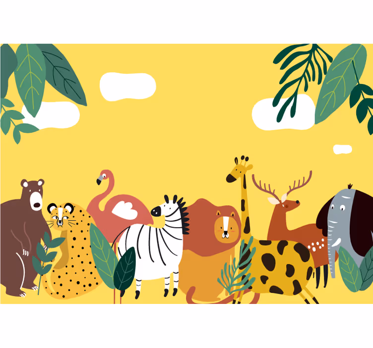Kids roller blind featuring various wild animals - TenStickers