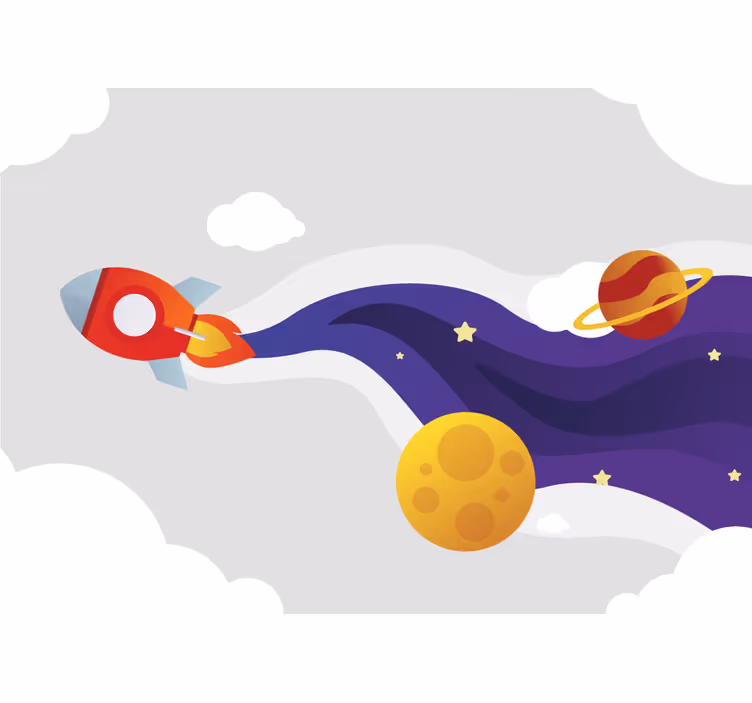 Kids roller blind cartoon rocket launch to space - TenStickers