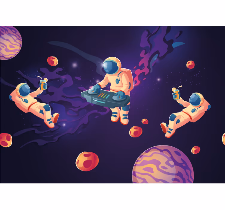 Kids roller blind jamming cartoon astronauts - TenStickers