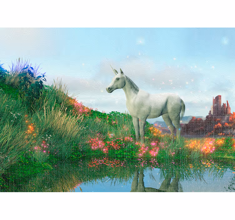 Kids roller blind unicorn castle and flowers wonderland - TenStickers