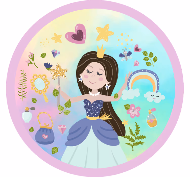Kids roller blind princess multicolor background - TenStickers