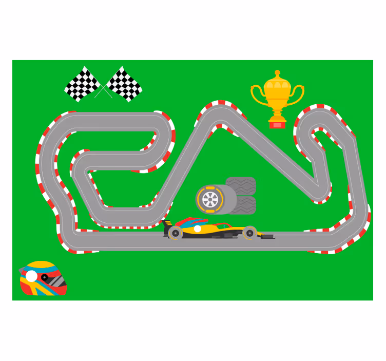 Kids roller blind racing cars vinyl rug - TenStickers
