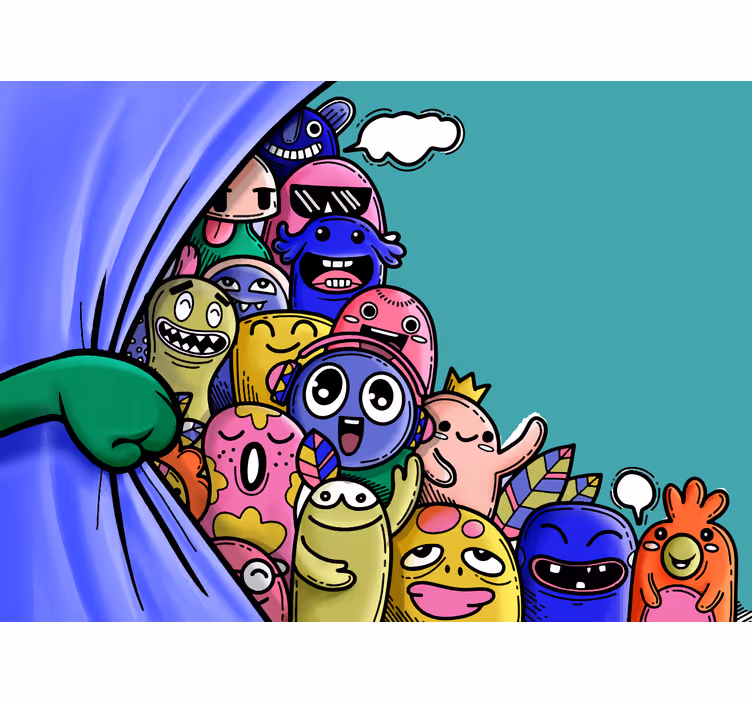 Kids roller blind with playful monster design - TenStickers