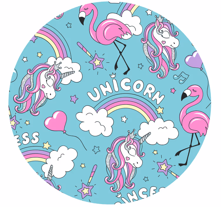 Kids roller blind unicorns and flamingos rainbow tree - TenStickers