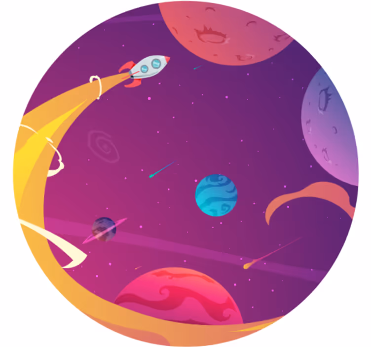 Kids roller blind cartoon rocket in space - TenStickers