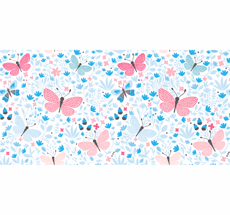 Kids roller blind in pink with blue motifs - TenStickers