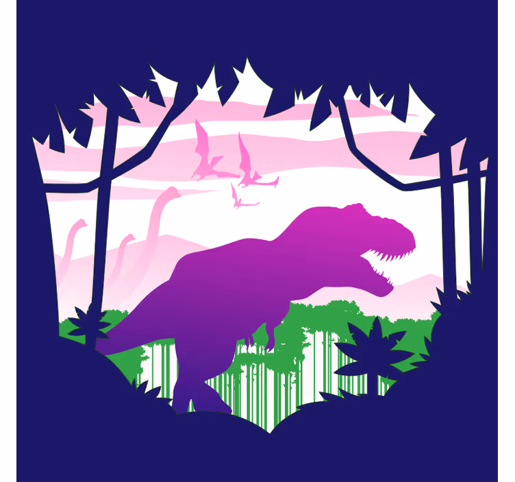 Kids roller blind big dinosaur with birds rug - TenStickers